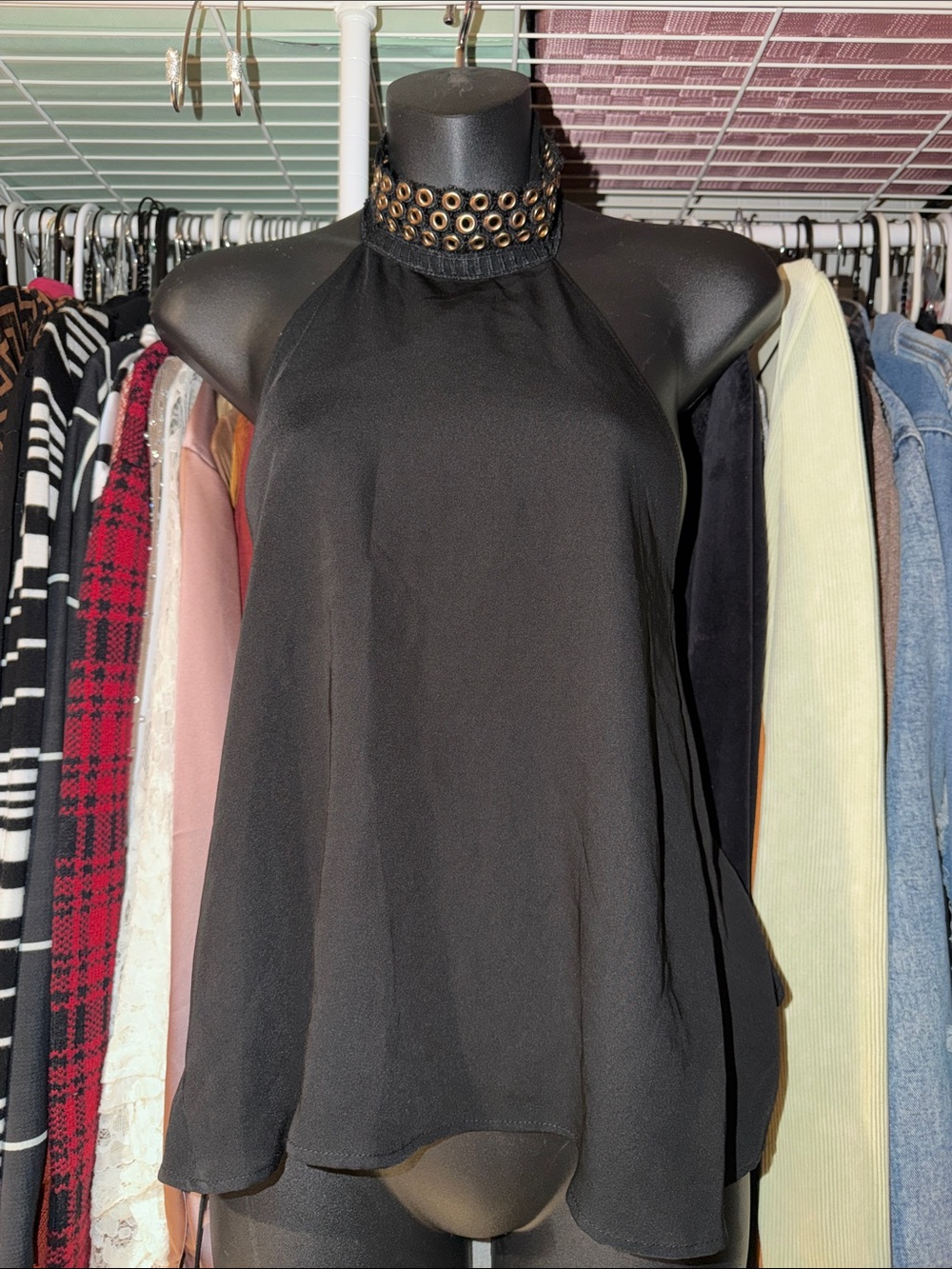 Zara Black Studded Halter Camisole